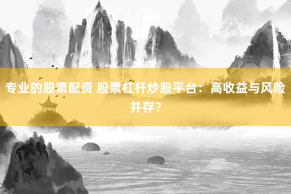 专业的股票配资 股票杠杆炒股平台：高收益与风险并存？