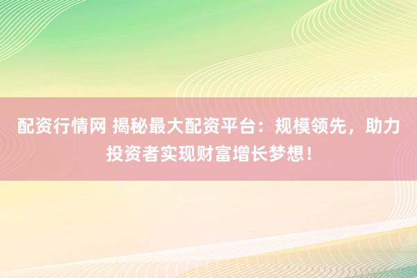 配资行情网 揭秘最大配资平台：规模领先，助力投资者实现财富增长梦想！