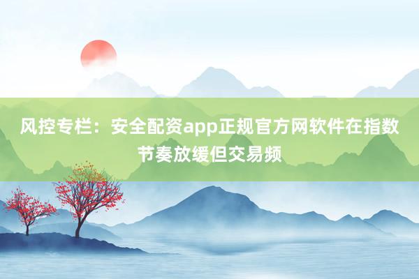 风控专栏：安全配资app正规官方网软件在指数节奏放缓但交易频