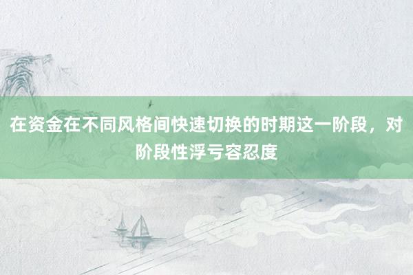 在资金在不同风格间快速切换的时期这一阶段，对阶段性浮亏容忍度