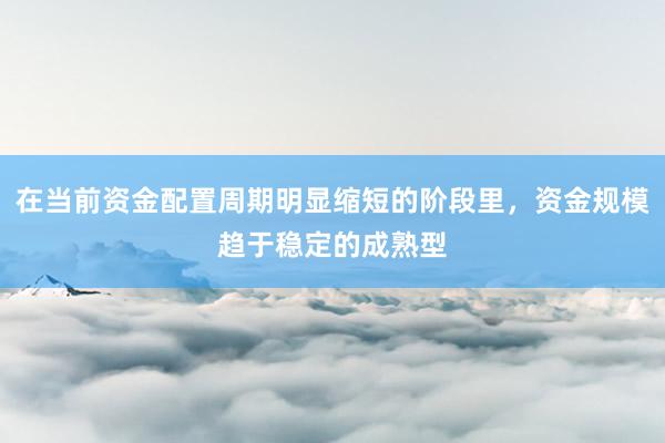 在当前资金配置周期明显缩短的阶段里，资金规模趋于稳定的成熟型