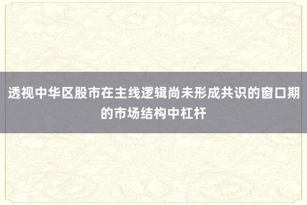 透视中华区股市在主线逻辑尚未形成共识的窗口期的市场结构中杠杆